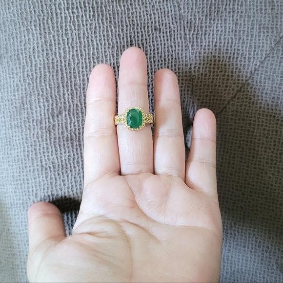 ✨️HP✨️ Gemolio Faceted Deep Green💚 Chalcedony Ring💍 - NWT - Picture 2 of 16